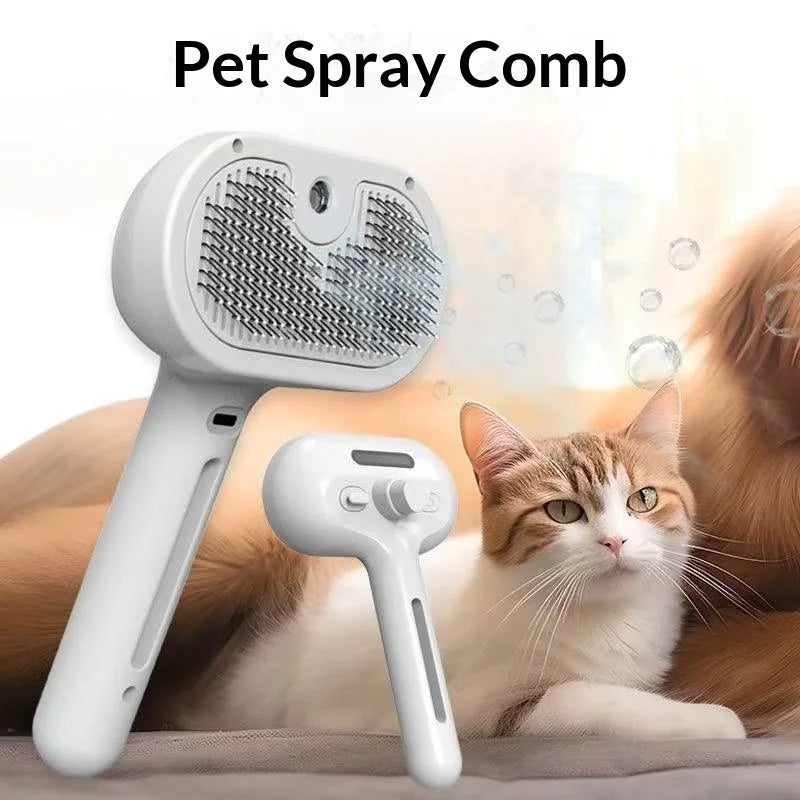 Self-Cleaning Steam Pet Grooming Brush with Spray