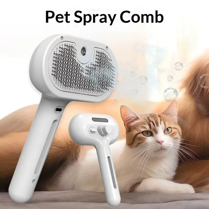 Self-Cleaning Steam Pet Grooming Brush with Spray