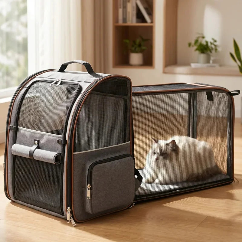 Expandable Pet Carrier Backpack with Comfort Padding