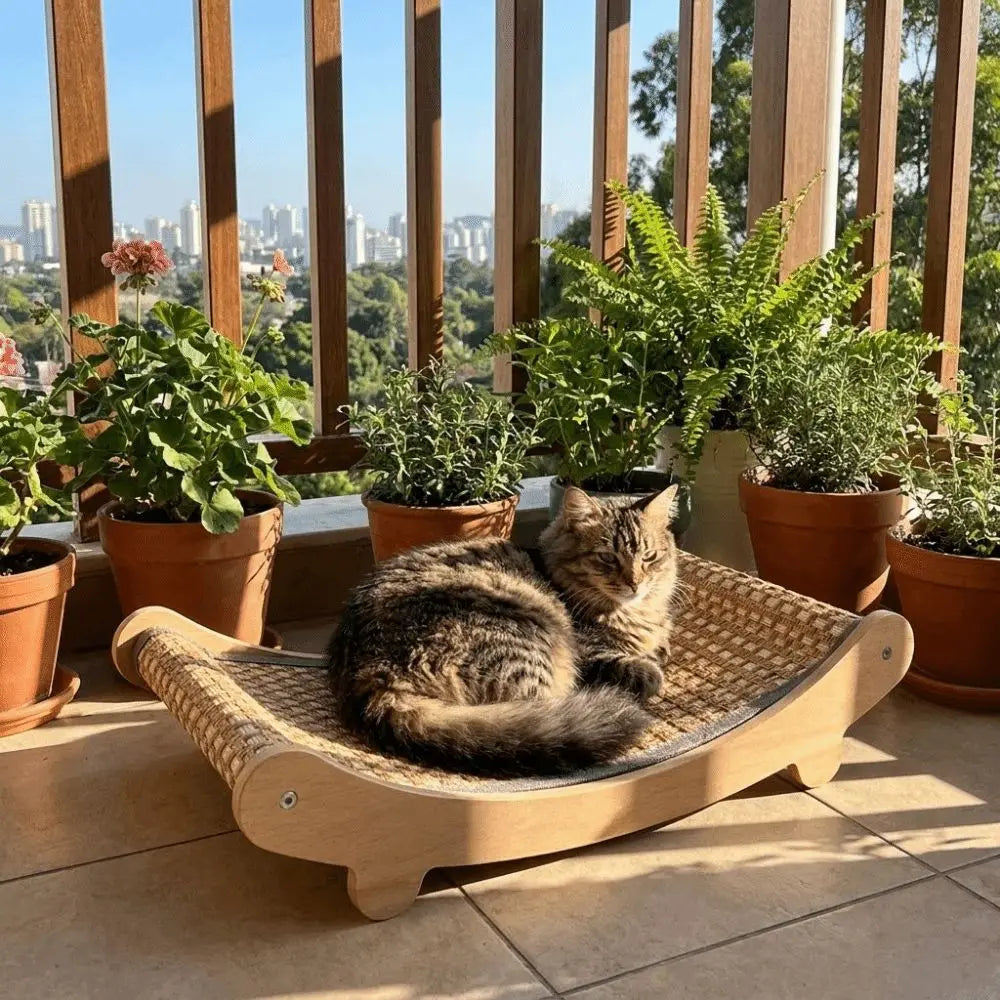 Arc-Shaped Cat Rocking Bed with Scratching Pad
