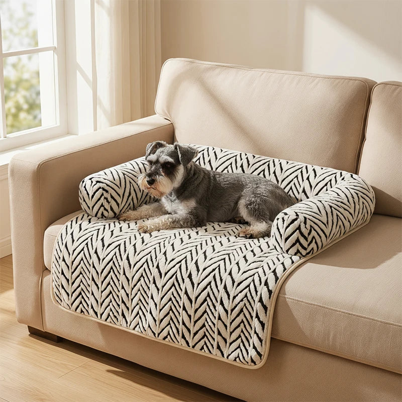 Soft Plush Pet Sofa Bed with Anti-Slip Bolsters