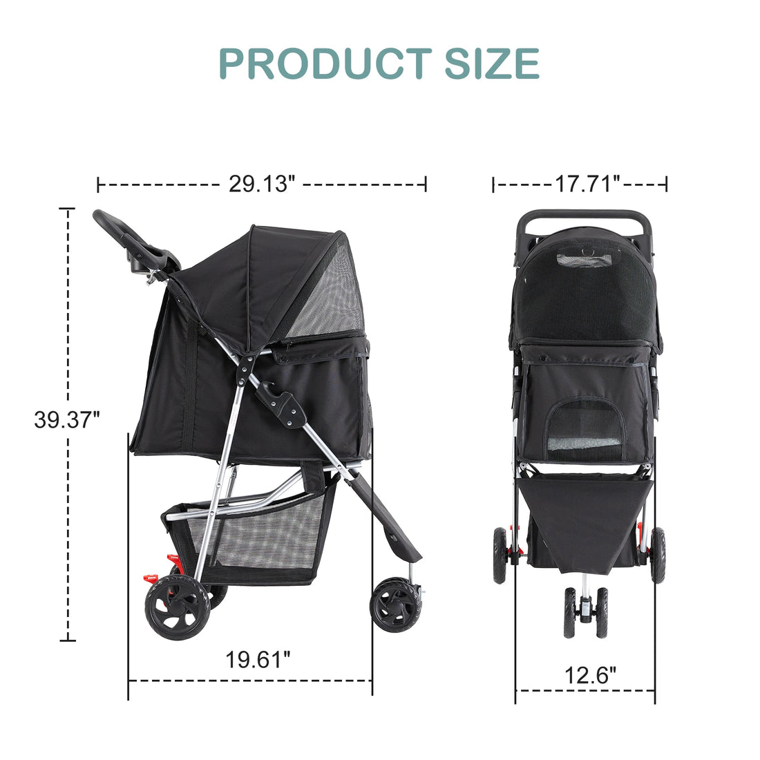3-Wheel Foldable Pet Stroller
