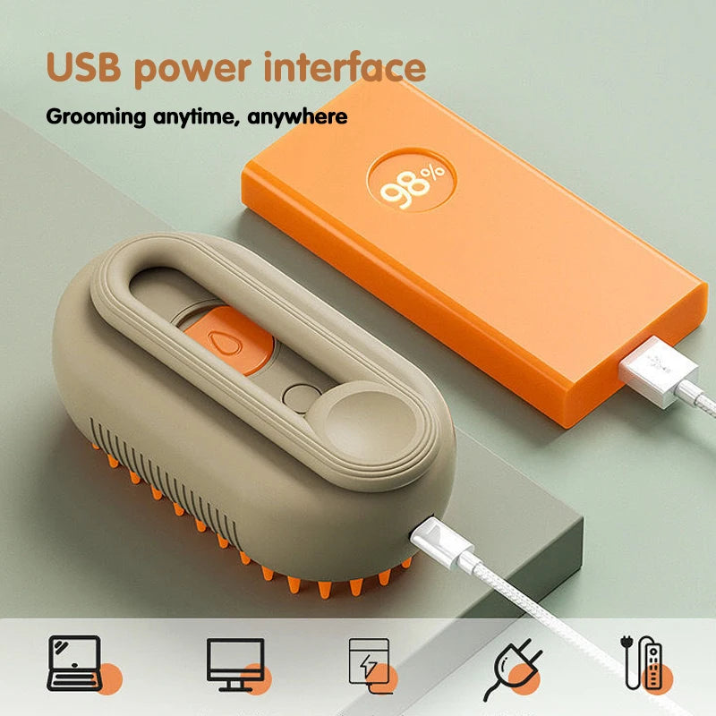3-in-1 Electric Steam Pet Grooming Brush
