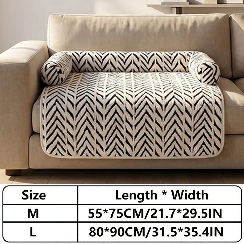 Soft Plush Pet Sofa Bed with Anti-Slip Bolsters