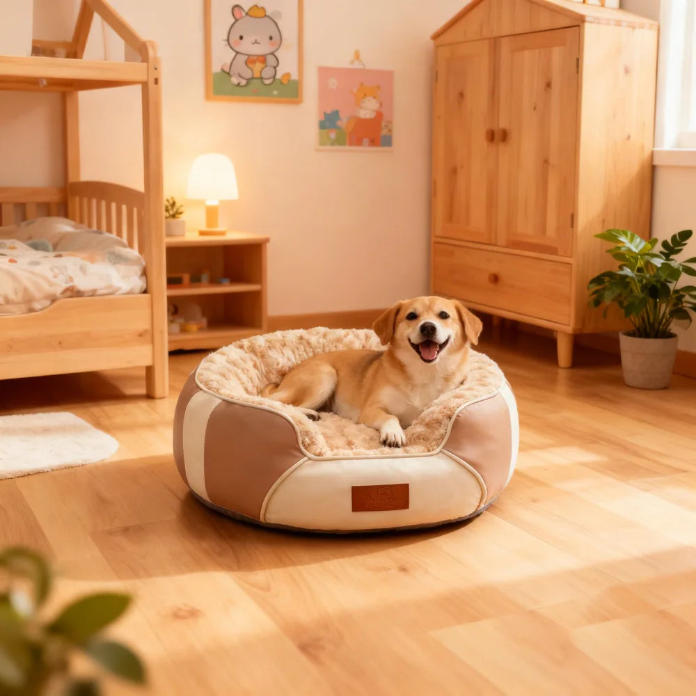 Premium Insulated Leather Pet Bed