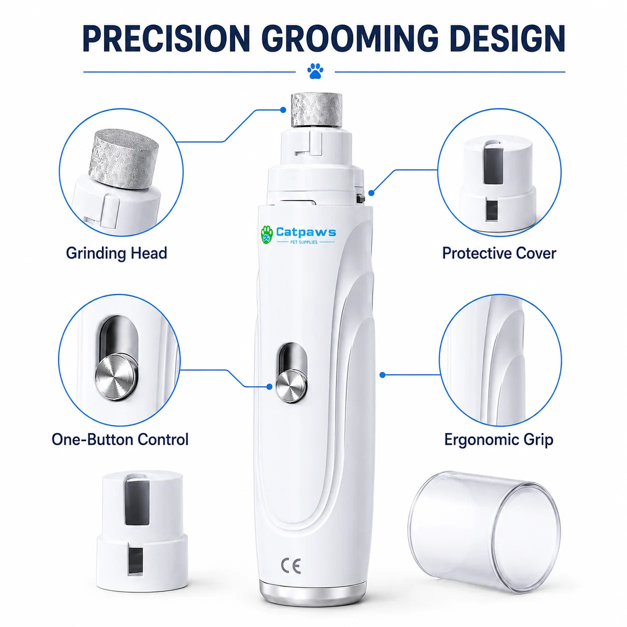 Electric Pet Nail Grinder with Protective Safety Cover