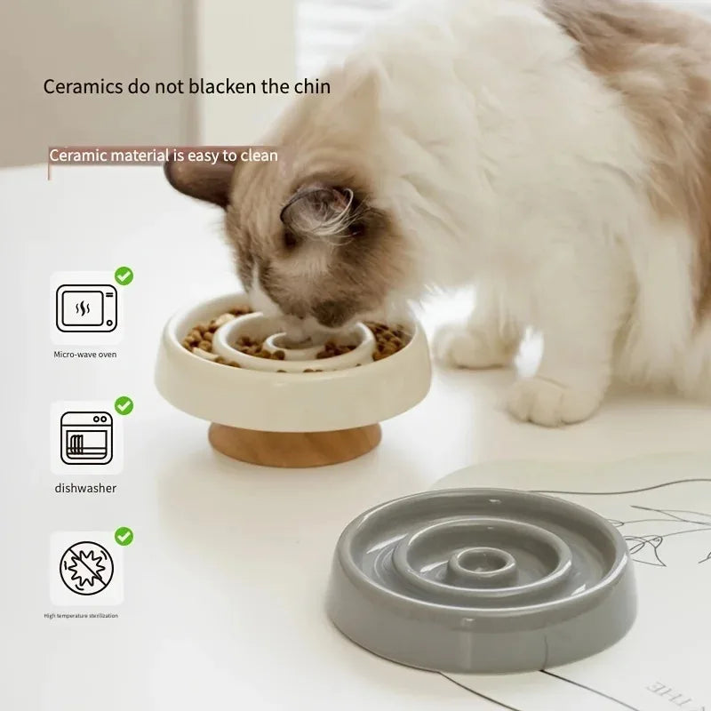 Ceramic Anti - Gulping Pet Feeding Container
