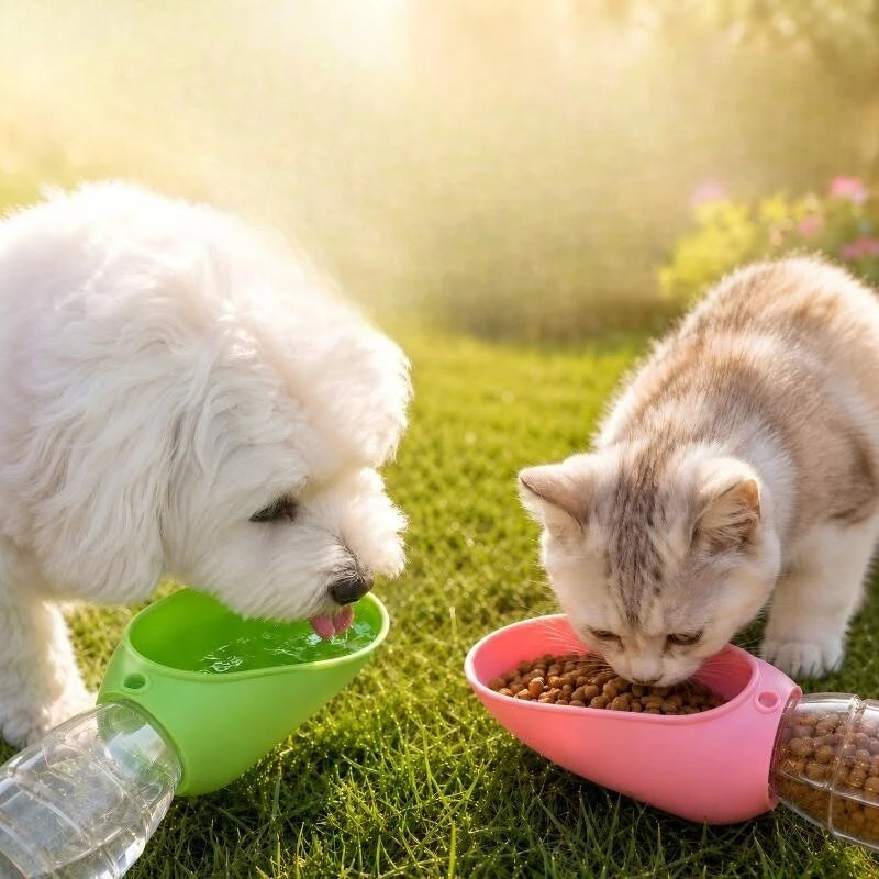 Universal Silicone Pet Water Bottle & Drinking Bowl