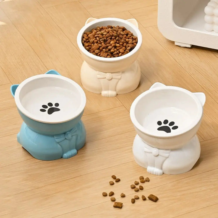 Ceramic Slanted Pet Food & Water Bowl