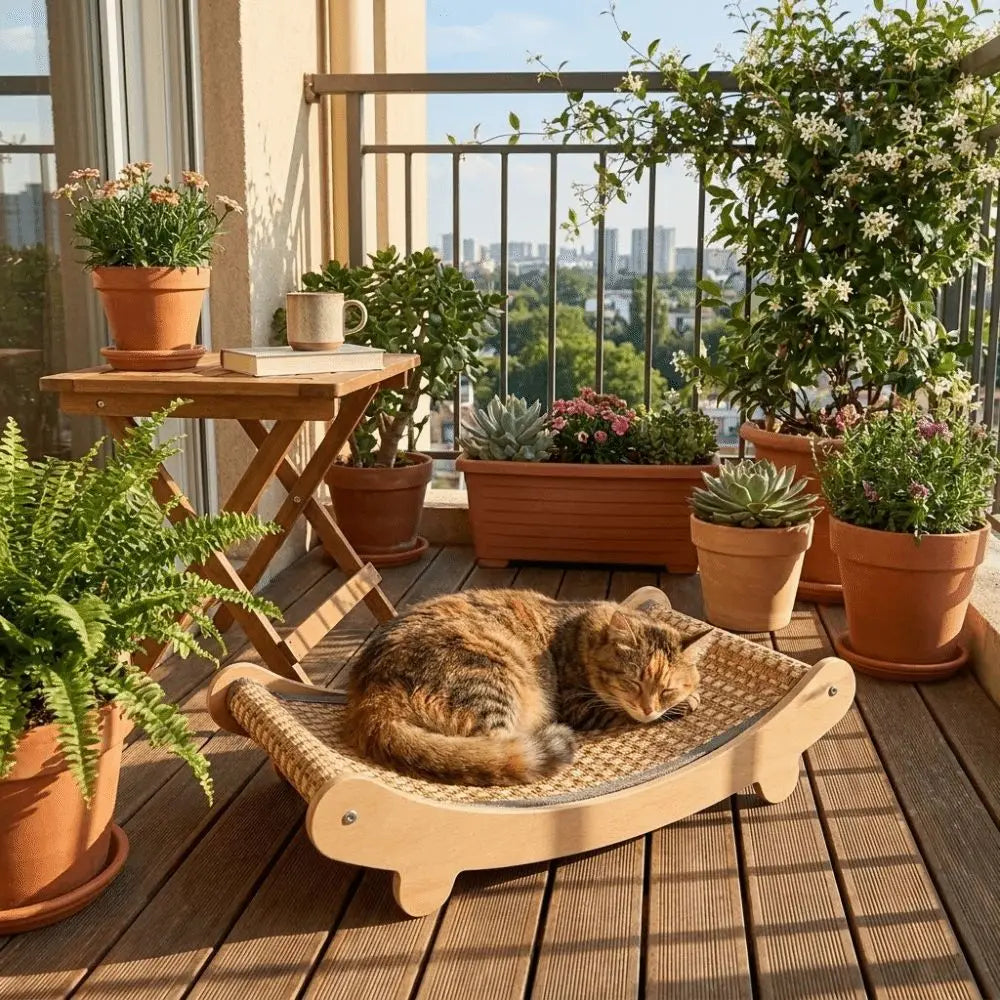 Arc-Shaped Cat Rocking Bed with Scratching Pad
