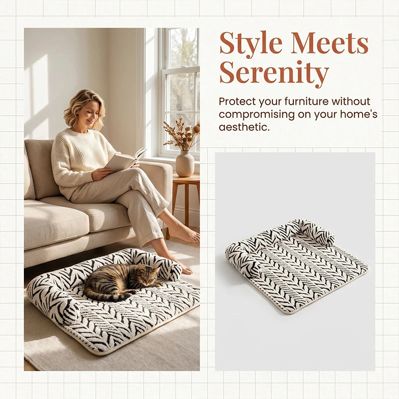 Soft Plush Pet Sofa Bed with Anti-Slip Bolsters