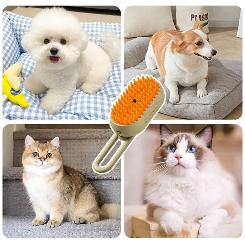 3-in-1 Electric Steam Pet Grooming Brush