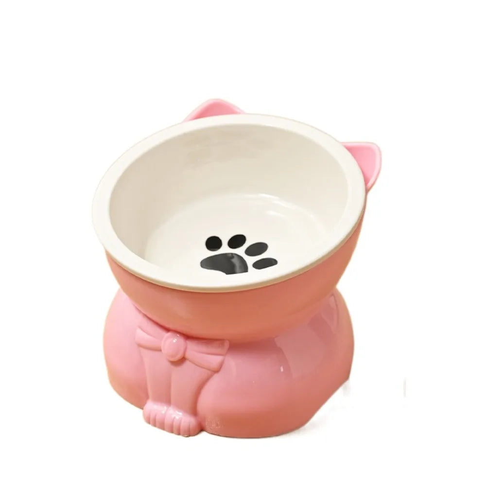 Ceramic Slanted Pet Food & Water Bowl