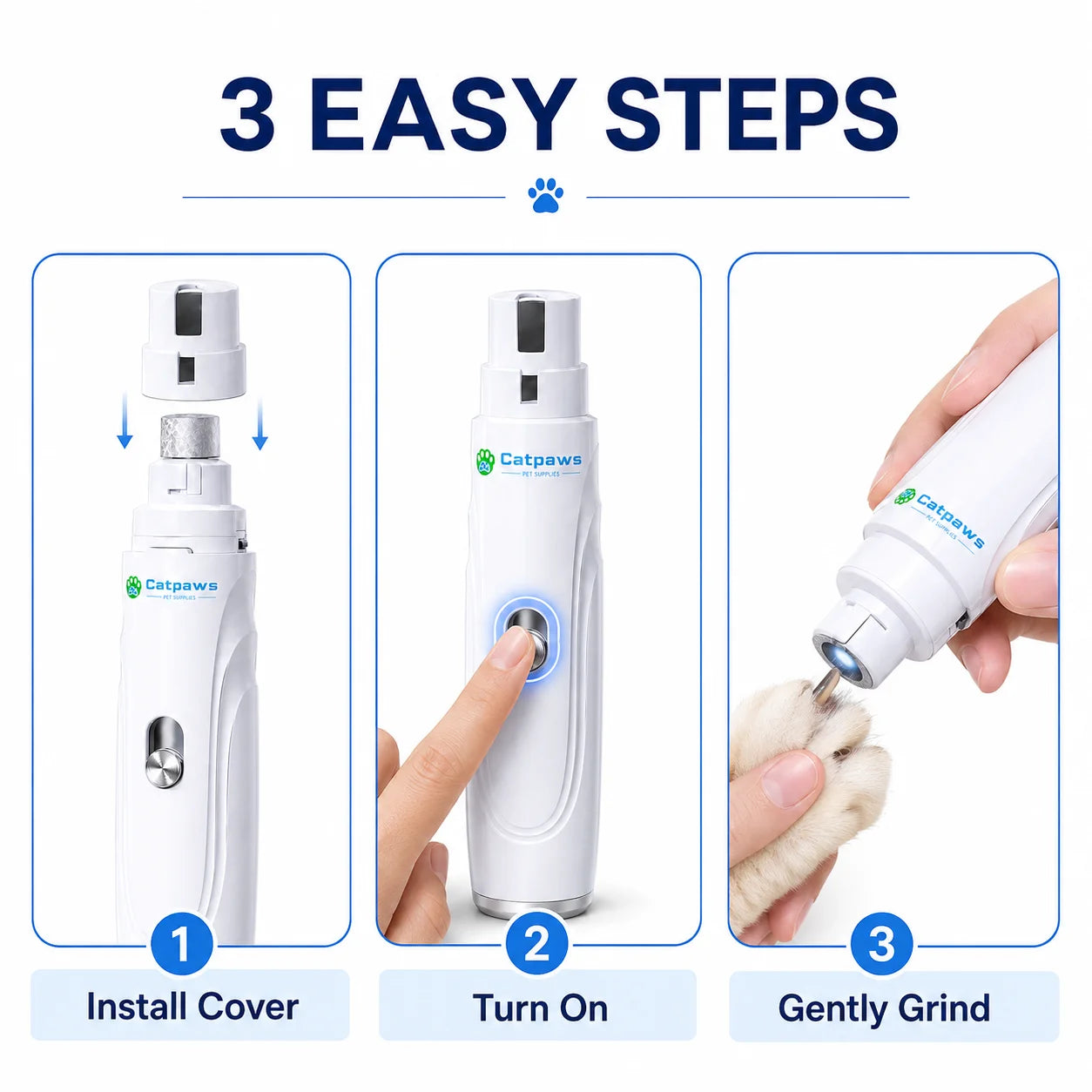 Electric Pet Nail Grinder with Protective Safety Cover