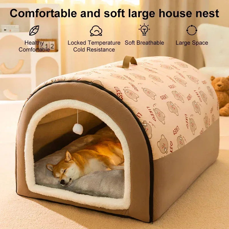 Winter Warm Detachable Pet House Bed for Dogs & Cats