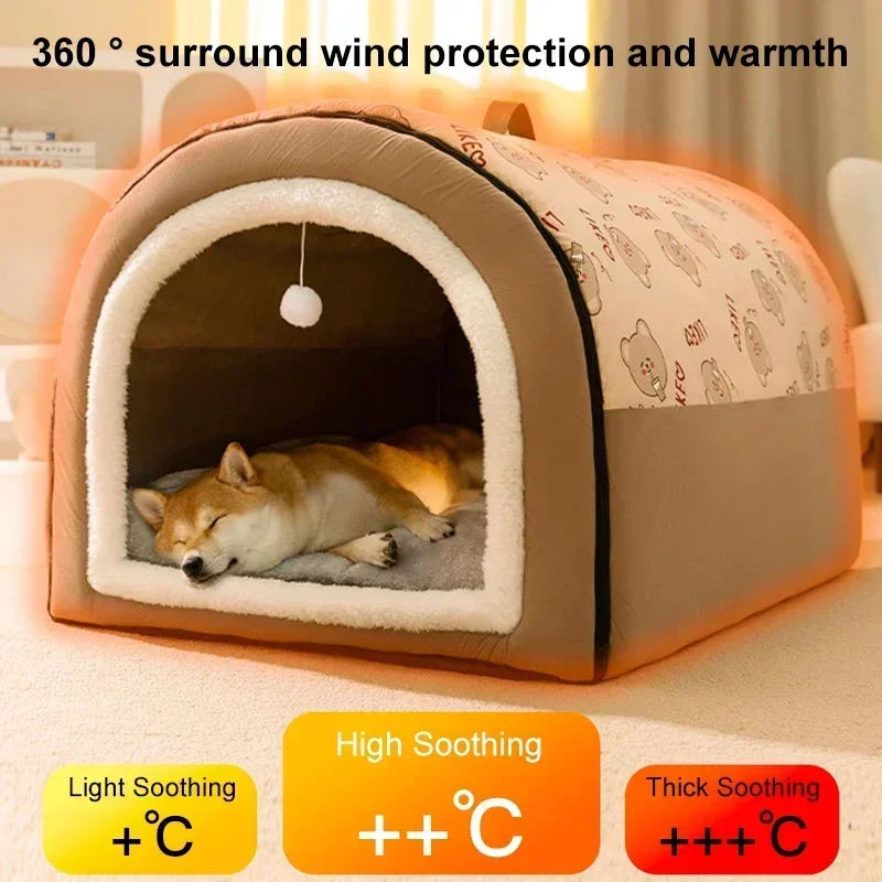Winter Warm Detachable Pet House Bed for Dogs & Cats