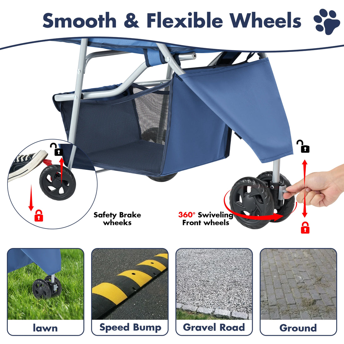 3-Wheel Foldable Pet Stroller